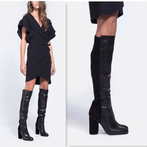 New STUART WEITZMAN Black Suede Knee High Boots 8 - Picture 4 of 9
